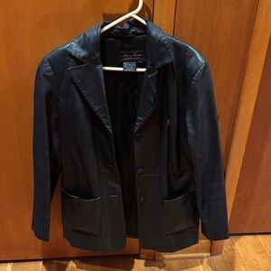 Terry Lewis Classic Luxuries Black Leather button up coat